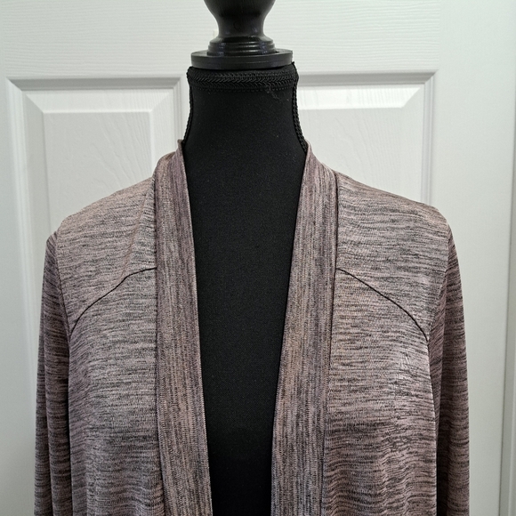 Michel Studio Long Cardigan Mauve Purple Black Heathered Mix Silky Women's 2X - Picture 4 of 10